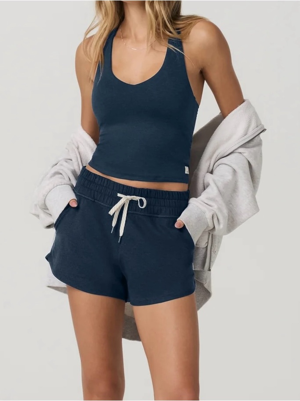 NWT Vuori Halo Performance Crop 2.0 in Blue Coast Heather - Picture 5 of 7